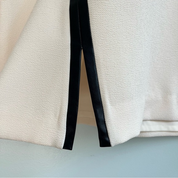 J Crew NWT Sleeveless Sheath Dress Cream Black Faux Leather Stretch Size 16 - Picture 4 of 16